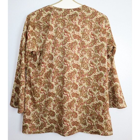 LA FILLE - WOMEN'S BEIGE & RED PAISLEY PRINT TUNIC TOP - SIZE XL - Picture 5 of 5